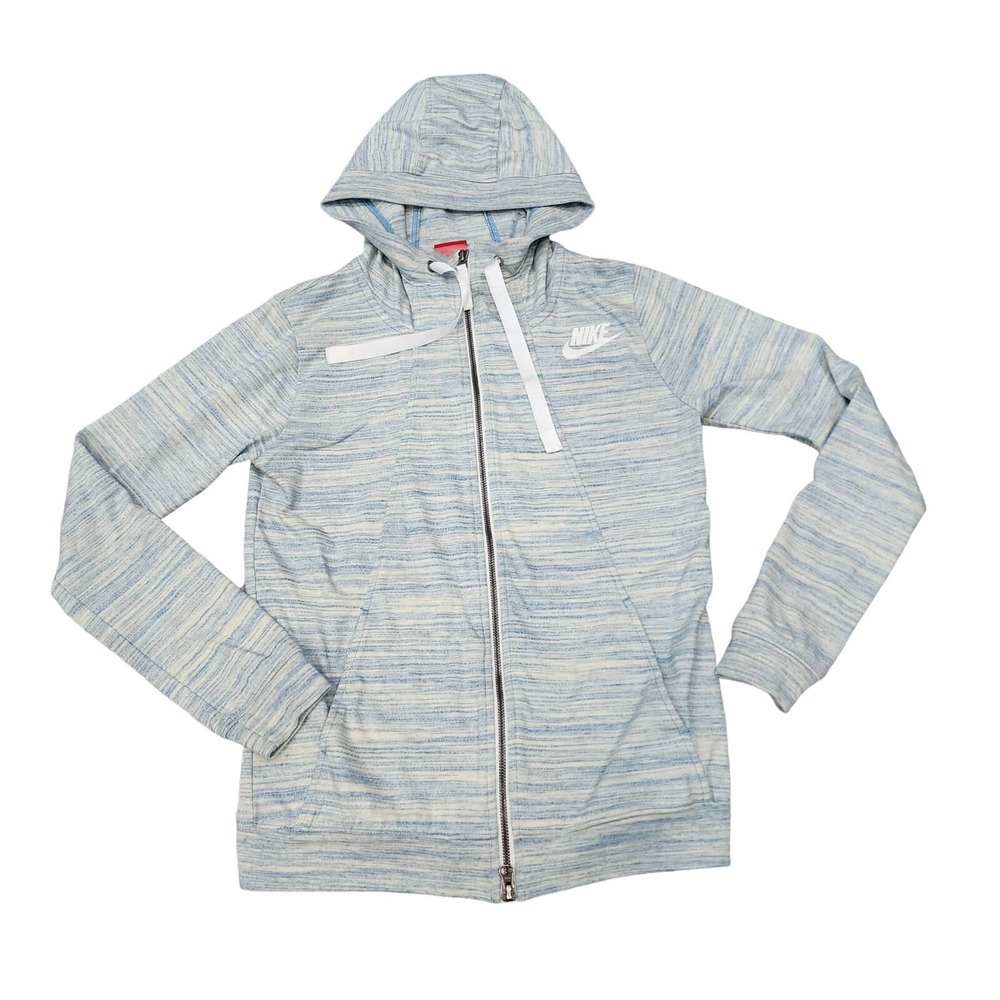 Nike blue and cream full zip up women's size small hoodie